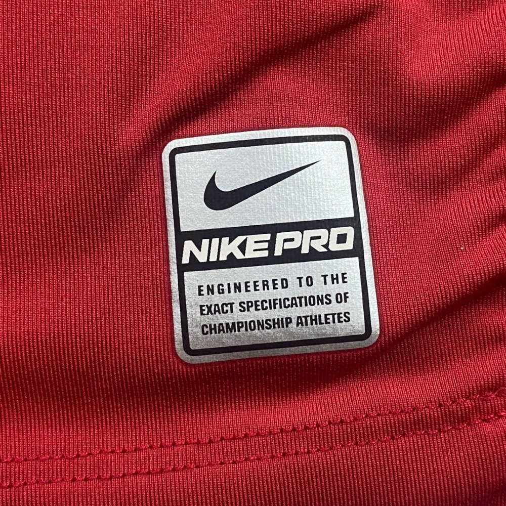 Nike Pro Mens XXL Red Black Long Sleeve Compression Shirt Nike FIT 356864-648 - Picture 5 of 11